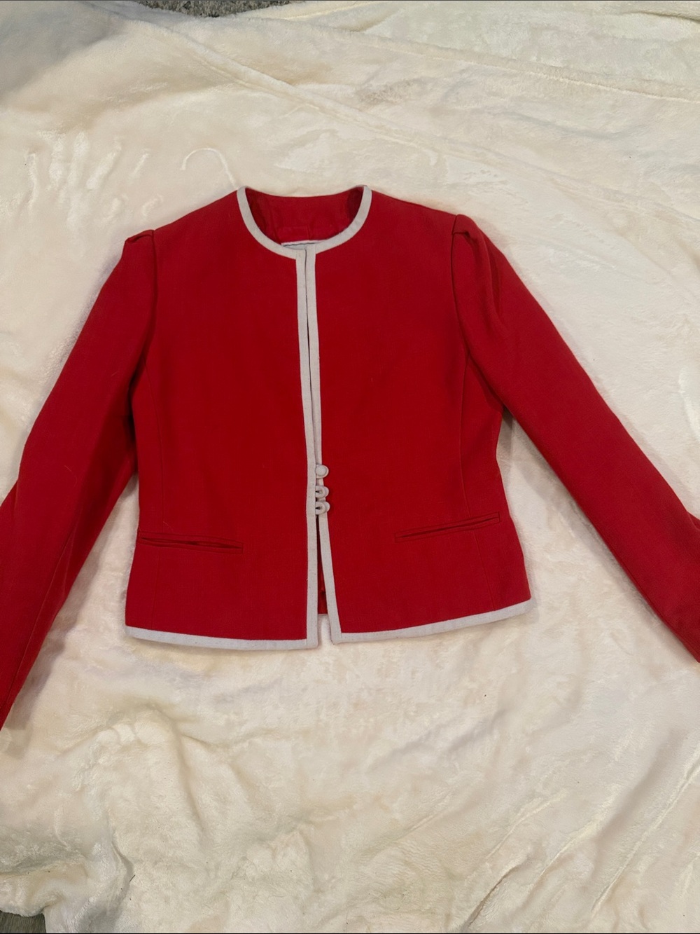 Women's Red Blazer with Cream Trim